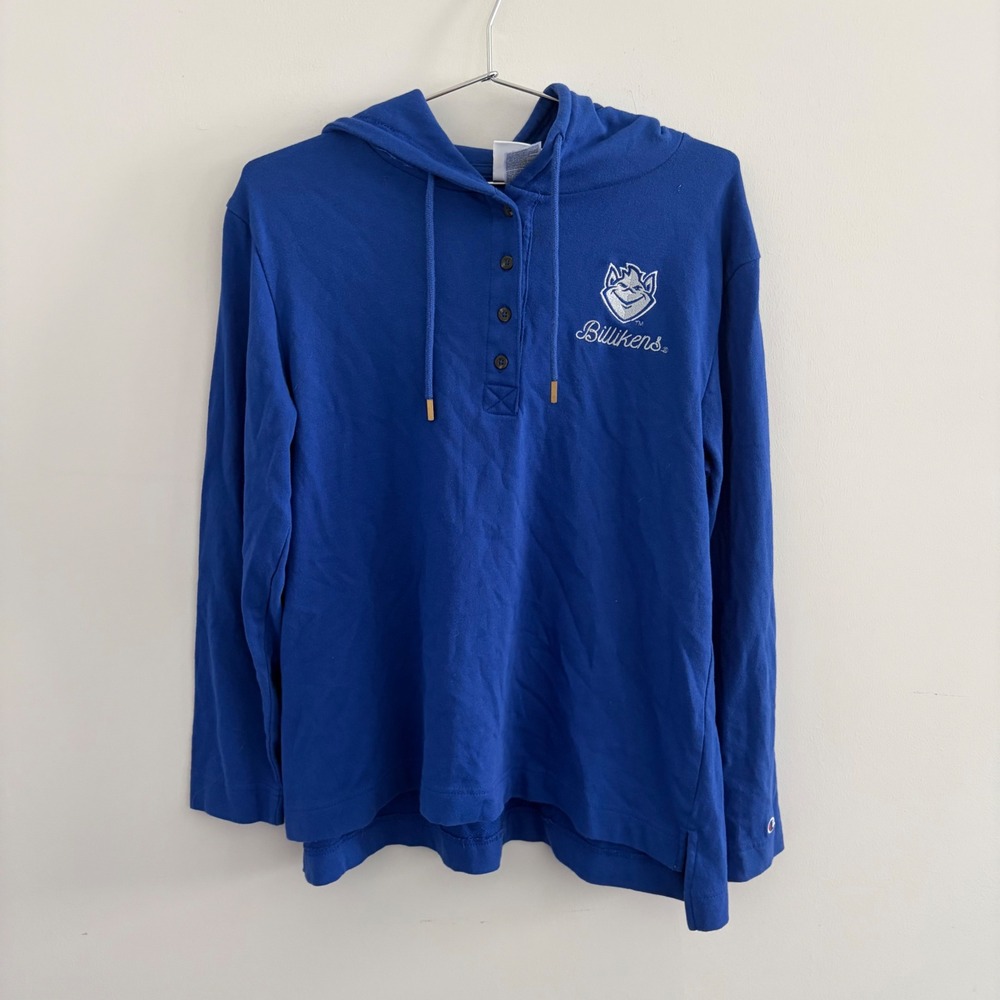 Champion SLU Billikens Henley Hoodie Mens Large Blue Saint Louis University L